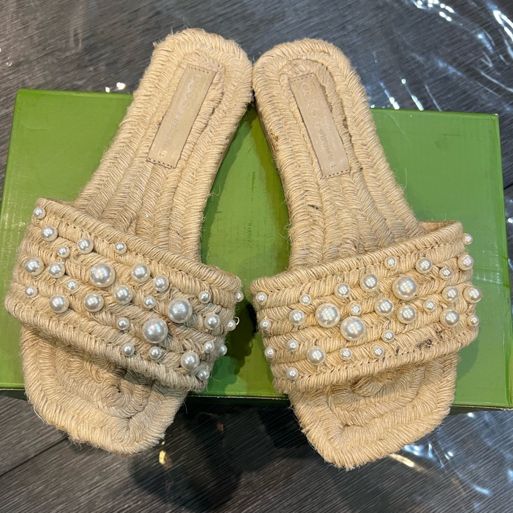 ASOS flat espadrilles with pearls.
